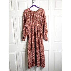 BB Dakota Wild In Style Red Printed Long Sleeve Maxi Dress Women's Size Large L